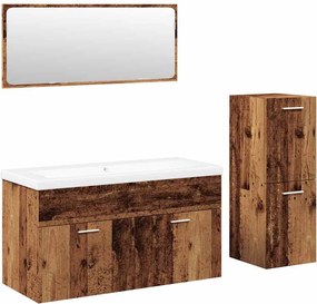 vidaXL Set mobilier de baie, 4 piese, lemn vechi, lemn prelucrat