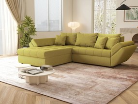 Colțar extensibil dumonde cu ladă de depozitare si sezut confortabil din spuma high-density, Loana Enjoy Green 270x185 cm