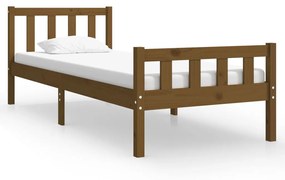 810642 vidaXL Cadru de pat mic single, maro miere, 75x190 cm, lemn masiv