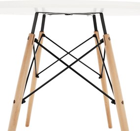 Masă de bucătărie, albă/fag, diametru 90 cm, GAMIN 2 NEW 90