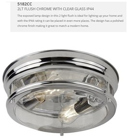 Plafoniera pentru baie IP44 35cm Glasgow crom 5182CC SRT