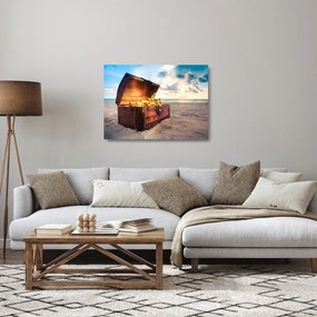 Tablou pe sticlă - Comoară pe plajă (70x50 cm)
