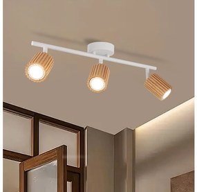 Brilagi - Plafonieră cu 3 spoturi MODERN WOOD, 3x GU10/8W/230V, lemn de cauciuc/alb