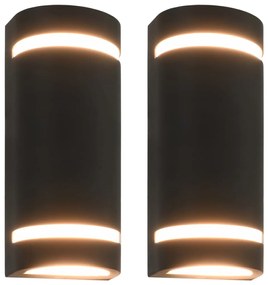 vidaXL Lămpi de perete pentru exterior 2 buc. negru 35 W semirotund