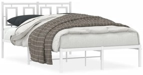 374287 vidaXL Cadru de pat metalic cu tăblie, alb, 120x190 cm