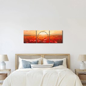 Tablou - Câmp de maci (cu ceas) (90x30 cm)