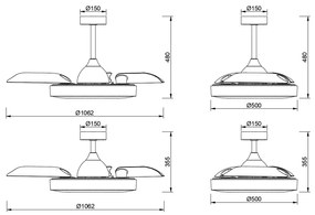 Lustra LED cu Ventilator si telecomanda COIN lemn/alb