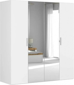 Dressing FLEX, alb, PAL, cu 4 usi si oglinda, 200x66x218 cm