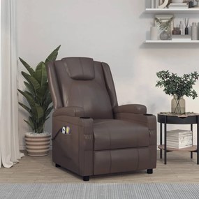 3073797 vidaXL Fotoliu de masaj electric, maro, piele ecologică