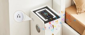 NOA1 - Set 2x Noptiere Smart, 30 cm, cu 3 sertare, LED, USB, Bluetooth, Incarcator Wireless, mobilier dormitor - Alb
