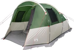 vidaXL Cort de camping tunel pentru 4 persoane, verde, impermeabil