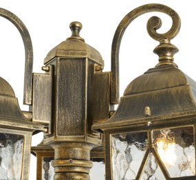 Felinar clasic de exterior auriu antic cu sticlă transparentă 198cm IP44 - London