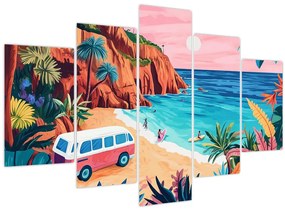 Tablou - Rulotă la ocean (150x105 cm)