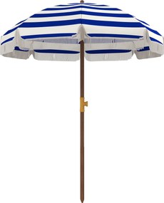 Outsunny Umbrelă de Plajă cu Franjuri Ø190x210 cm cu Protecție UV40+ Rezistentă la Vânt Impermeabilă Husă de Transport Albastru și Alb | Aosom Romania