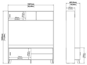 Set TV alb-în culoare naturală cu aspect de lemn de stejar 159x181x48 cm Ikast – Tvilum