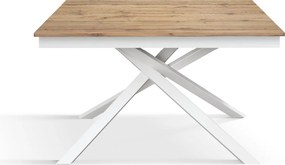Masa Tiglio, blat extensibil pal laminat, picior metalic - BLAT STEJAR RUSTIC. PICIOR ALB - 120 CM / 80 CM