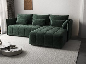 Colțar extensibil dumonde cu ladă de depozitare si sezut confortabil din spuma high-density, Malta Euphoria Green 235x185 cm