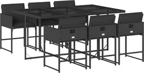 vidaXL Set mobilier de grădină cu perne, 7 piese, negru, poliratan