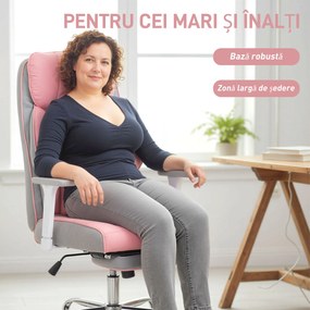 HOMCOM Scaun de birou ergonomic cu brațe reglabile, suport pentru picioare și tetieră, roz | Aosom Romania