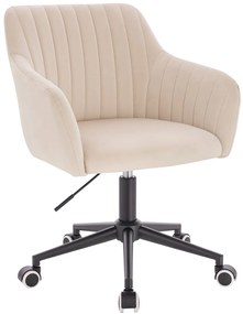 HR190K Scaun Crem din Catifea cu Bază Neagră