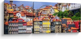 Tablou - Ribeira, Portugalia (cu ceas) (90x30 cm)