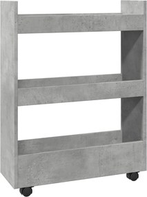 vidaXL Cărucior depozitare îngust, 3 niveluri gri beton lemn prelucrat
