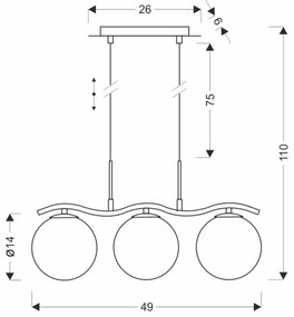 Lustră suspendată pe cablu LUMOS 3xG9/20W/230V negru fumuriu