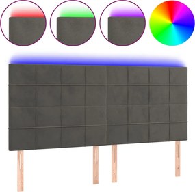 vidaXL Tăblie de pat cu LED, gri închis, 200x5x118/128 cm, catifea