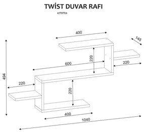 Etajeră de perete TWIST 49,4x104 cm albă