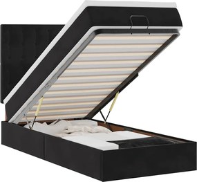 vidaXL Cadru de pat otoman cu saltele, catifea neagră 90x200cm