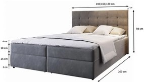 Pat tapițat boxspring GLORIEN 140x200 cm purpuriu Saltele: Saltea cu arcuri Bonell