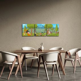Tablou - Copii la locul de joacă (cu ceas) (90x30 cm)