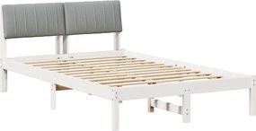 vidaXL Cadru de pat Alb și gri deschis 120 x 200 cm Lemn masiv de pin