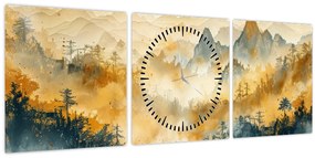 Tablou - Munți, acuarelă (cu ceas) (90x30 cm)