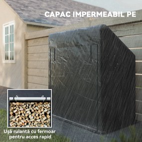 Outsunny Suport de Lemne de Exterior din Oțel cu Acoperire Impermeabilă 100x60x110 cm | Aosom Romania