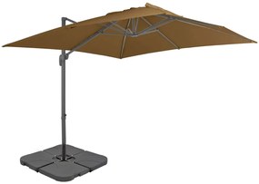 vidaXL Umbrelă de exterior cu bază portabilă, gri taupe