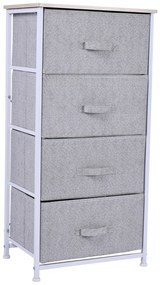 Homcom Mobila Container cu 4 Sertare din Lin Panou Sasiu in Otel Vopsea Praf Raft Superior in MDF Max:25 kg 45x30x92cm