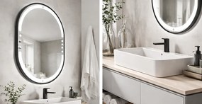 Oglinda LED 608 60x80 cm rama aluminiu neagra