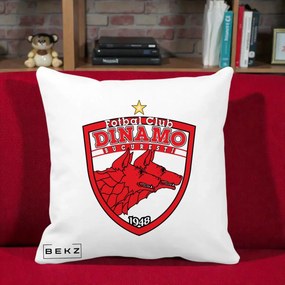 Perna Personalizata FC Dinamo Bucuresti 1948 Fotbal, 40x40 cm, Alba Mata, Husa Detasabila, Perna Inclusa, BEKZ®