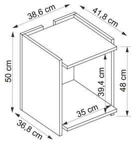 Măsuță laterală Tilata (stejar zafir + antracit) . 1094748