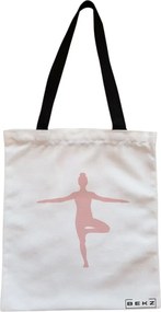 Sacosa de Panza pentru Cumparaturi, Geanta Tote, Yoga 4, Cu fermoar, 38x34.5 cm, Alba, BEKZ®