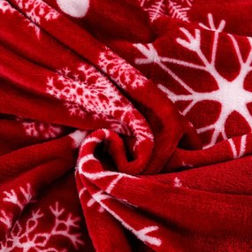 Patura Cocolino rosie de Craciun SNOWFALL Dimensiune: 150 x 200 cm