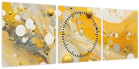 Tablou - fundal abstract cu decor de aur (cu ceas) (90x30 cm)