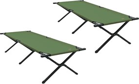 vidaXL Pat pliabil pentru camping Manual 2 pcs Verde 210 x 80 x 46 cm