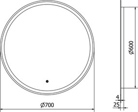 Mexen Gobi oglindă de baie iluminată, rotundă 70 cm, LED 6000K, anti-aburire - 9801-070-070-611-00