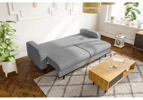 Canapea gri deschis cu tapițerie din catifea reiată 220 cm Beata – Ropez