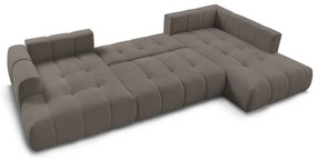 Colțar taupe extensibil/cu spațiu de depozitare (cu colț pe partea dreaptă/în formă de "U") Fuji – Bobochic Paris