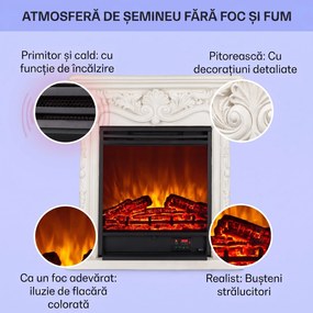Klarstein Etna Pozzolana, șemineu electric, 1800 W, cronometru săptămânal, telecomandă, alb