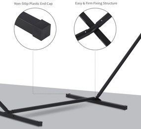 Outsunny Suport pentru Hamac, Capacitate Maximă 150Kg, Structură din Metal Rezistent, Negru, 360x92x115cm | Aosom Romania