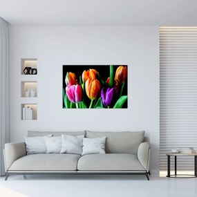 Tablou -Lalele pe fond negru (90x60 cm)